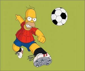 пазл Гомер Симпсон играет в футбол